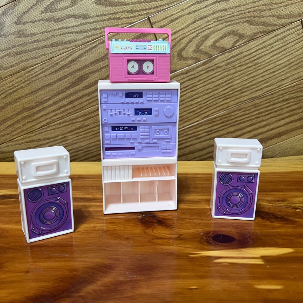 Vintage Barbie Stereo Entertainment Center Boombox Speakers Mattel 1993 Lot - Picture 2 of 8